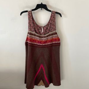 Free People Brown Boho Tank Dress- Size L